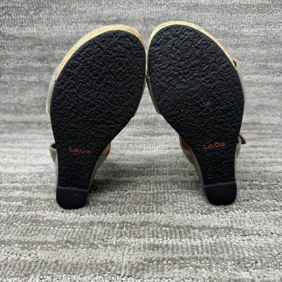 Taos Women Sandal Carousel 2 Size EU 39/US 8-8.5 Gray Leather Wedge Heel Shoe - Picture 6 of 7